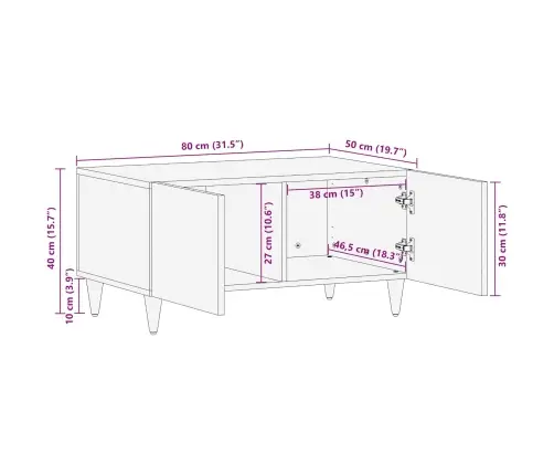 Kafijas Galdiņš Brūna 80 X 50 X 40 Cm Cieta Mango Koksne Vidaxl