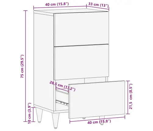 Kõide Sahtliga Pähklipuit 40 X 33 X 75 Cm Tugev Mango Puu