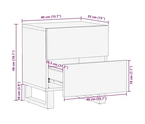 Šalia Lovos Spintelė Su Stalčių 2 Pcs Ruda 40 X 33,5 X 46 Cm