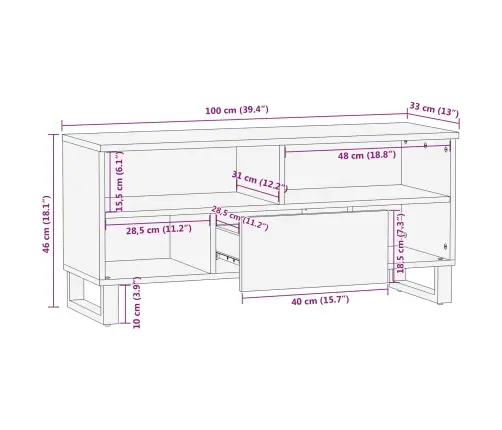 Telerikapp Sahtliga Pruun 100 X 33 X 46 Cm Tugev Mango Puu