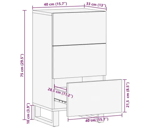 Kõrvalkapp Sahtliga Pruun 40 X 33 X 75 Cm Tugev Mango Puu