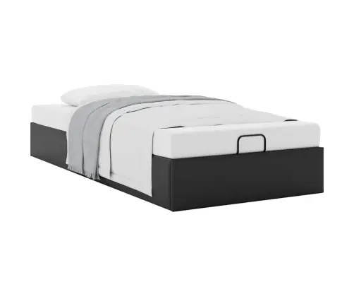 Ottomani Voodiraam Ilma Madratsita, Must, 80X200 cm Kunstnahk