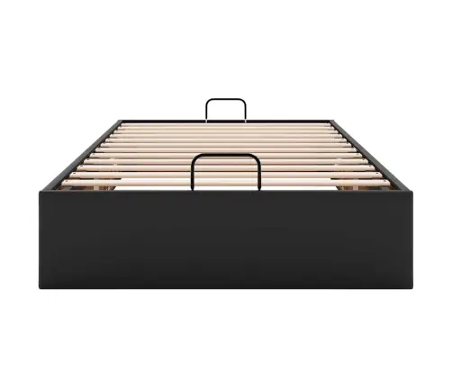 Ottomani Voodiraam Ilma Madratsita, Must, 80X200 cm Kunstnahk