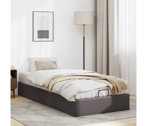 Osmaņu Gultas Rāmis Bez Matrača Pelēks 80X200 Cm Mākslīgā Āda Vidaxl