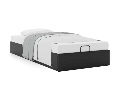 Osmanų Lovos Rėmas Be Čiužinio, Juodas, 90X190cm Dirbt. Oda