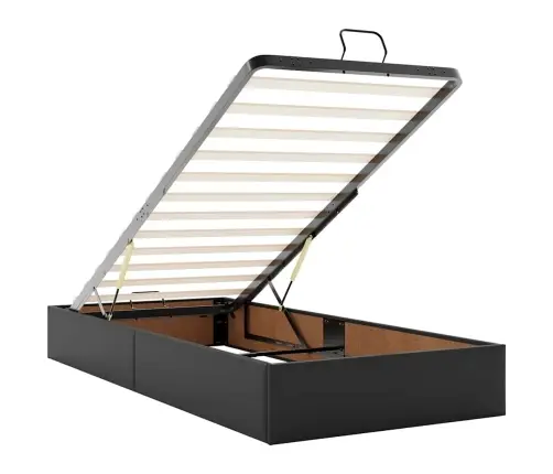 Osmanų Lovos Rėmas Be Čiužinio, Juodas, 90X190cm Dirbt. Oda