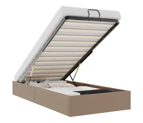 Osmanų Lovos Rėmas Be Čiužinio, Kapučino, 90X200cm Dirbt. Oda