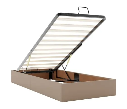 Osmanų Lovos Rėmas Be Čiužinio, Kapučino, 90X200cm Dirbt. Oda