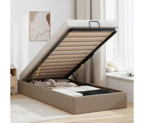 Osmanų Lovos Rėmas Be Čiužinio, Kapučino, 90X200cm Dirbt. Oda