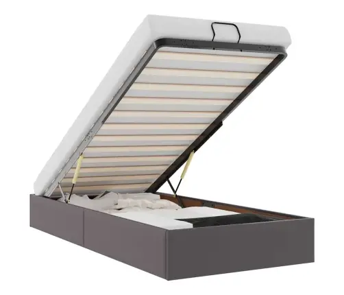 Osmaņu Gultas Rāmis Bez Matrača Pelēks 100X200 Cm Mākslīgā Āda Vidaxl