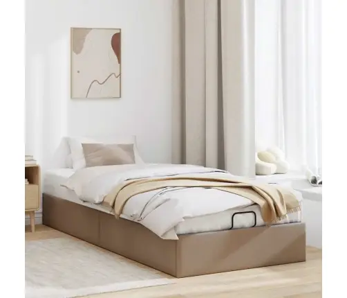 Osmaņu Gultas Rāmis Bez Matrača Kapučīno 100X200Cm Mākslīgā Āda Vidaxl