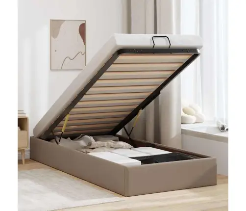 Osmaņu Gultas Rāmis Bez Matrača Kapučīno 100X200Cm Mākslīgā Āda Vidaxl