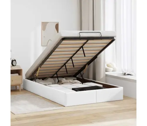 Osmanų Lovos Rėmas Be Čiužinio, Baltas, 120X190cm Dirbt. Oda