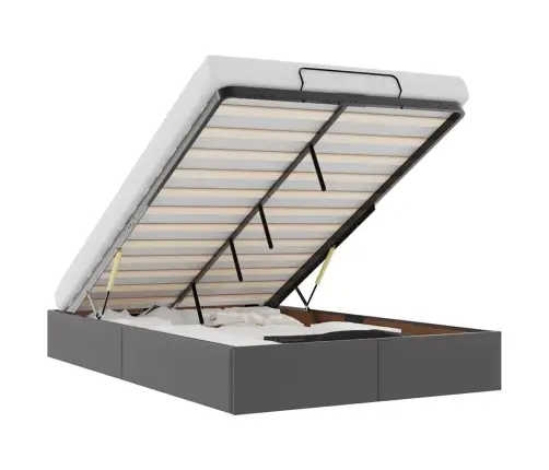 Osmanų Lovos Rėmas Be Čiužinio, Pilkas, 120X190cm Dirbt. Oda