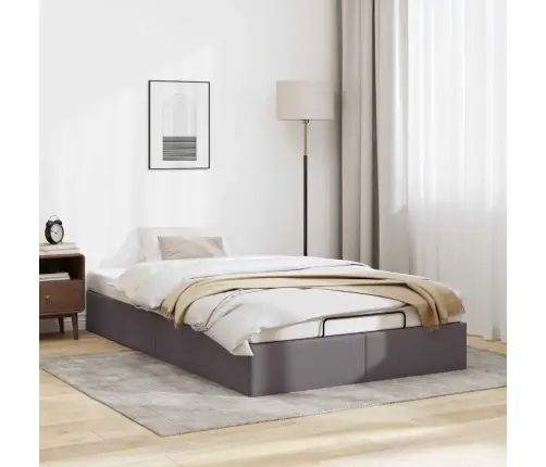 Osmanų Lovos Rėmas Be Čiužinio, Pilkas, 120X190cm Dirbt. Oda