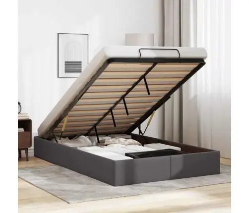 Osmanų Lovos Rėmas Be Čiužinio, Pilkas, 120X190cm Dirbt. Oda