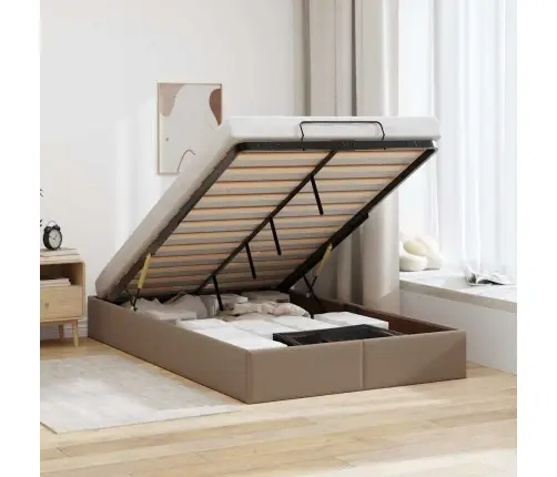 Osmaņu Gultas Rāmis Bez Matrača Kapučīno 120X200Cm Mākslīgā Āda Vidaxl