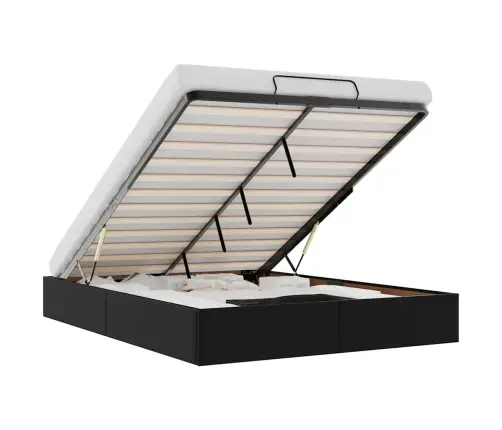 Ottomani Voodiraam Ilma Madratsita, Must, 140X190 cm Kunstnahk