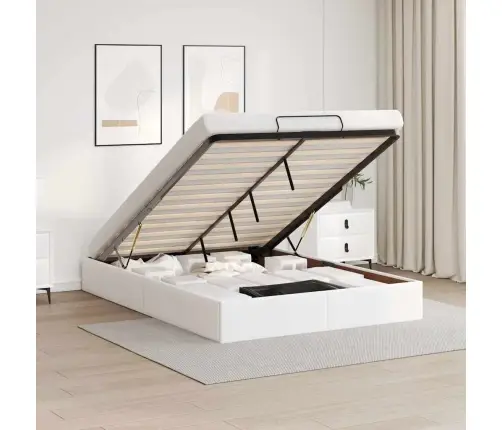 Osmanų Lovos Rėmas Be Čiužinio, Baltas, 140X190cm Dirbt. Oda