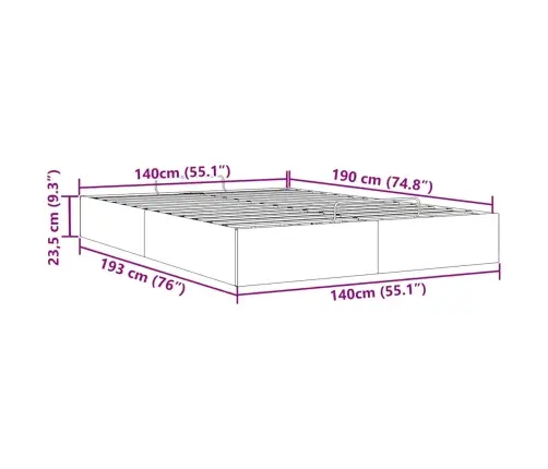 Osmaņu Gultas Rāmis Bez Matrača Pelēks 140X190 Cm Mākslīgā Āda Vidaxl