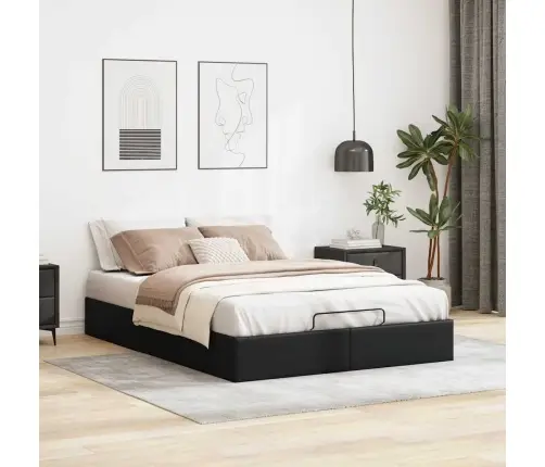 Osmanų Lovos Rėmas Be Čiužinio, Juodas, 140X200cm Dirbt. Oda