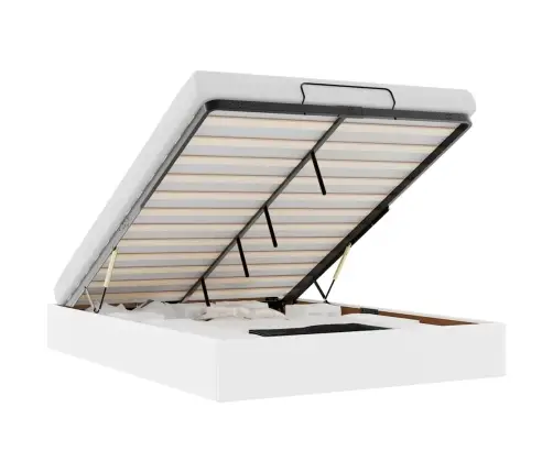 Ottomani Voodiraam Ilma Madratsita, Valge, 140X200cm Kunstnahk