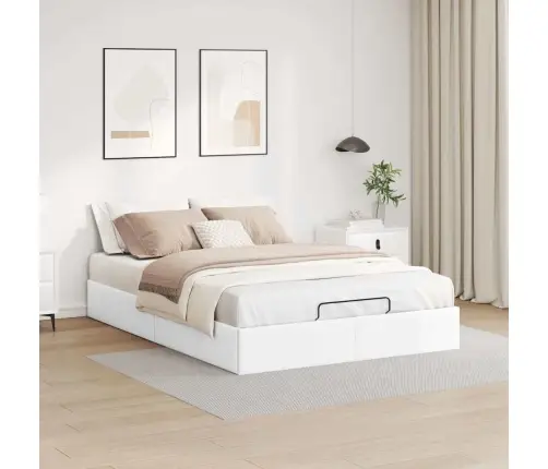 Ottomani Voodiraam Ilma Madratsita, Valge, 140X200cm Kunstnahk