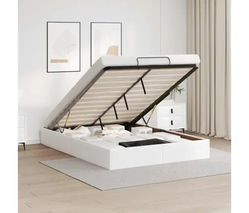 Ottomani Voodiraam Ilma Madratsita, Valge, 140X200cm Kunstnahk