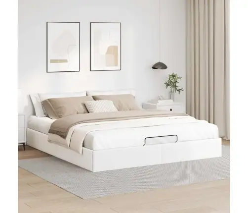 Osmanų Lovos Rėmas Be Čiužinio, Baltas, 160X200cm Dirbt. Oda