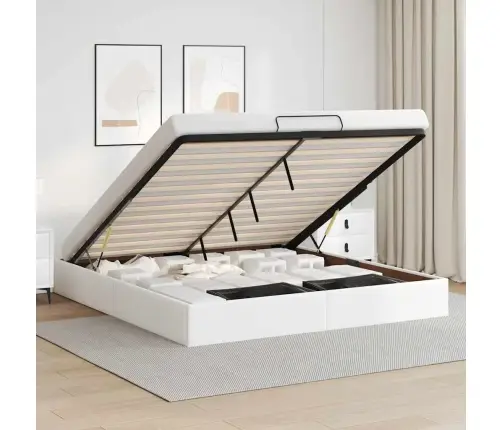 Osmanų Lovos Rėmas Be Čiužinio, Baltas, 160X200cm Dirbt. Oda