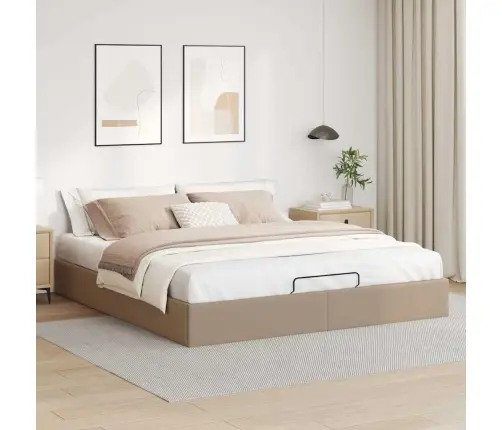 Osmaņu Gultas Rāmis Bez Matrača Kapučīno 160X200Cm Mākslīgā Āda Vidaxl