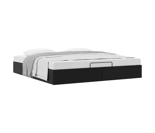 Osmanų Lovos Rėmas Be Čiužinio, Juodas, 180X200cm Dirbt. Oda