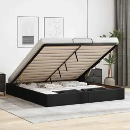 Ottomani Voodiraam Ilma Madratsita, Must, 180X200 cm Kunstnahk Ottomani Voodiraam Ilma Madratsita, Must, 180X200 cm Kunstnahk