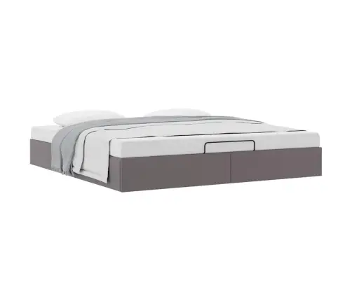 Osmaņu Gultas Rāmis Bez Matrača Pelēks 180X200 Cm Mākslīgā Āda Vidaxl