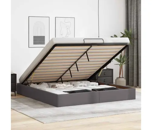 Osmaņu Gultas Rāmis Bez Matrača Pelēks 180X200 Cm Mākslīgā Āda Vidaxl