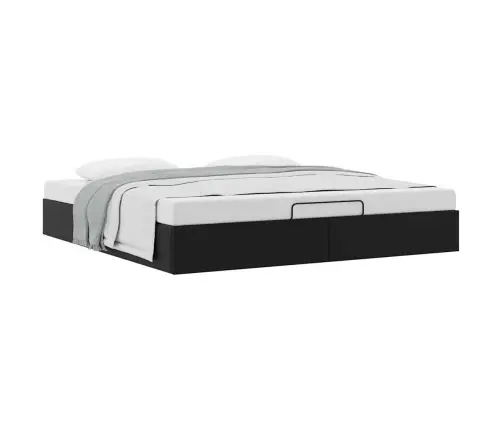 Ottomani Voodiraam Ilma Madratsita, Must, 200X200 cm Kunstnahk