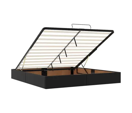 Ottomani Voodiraam Ilma Madratsita, Must, 200X200 cm Kunstnahk