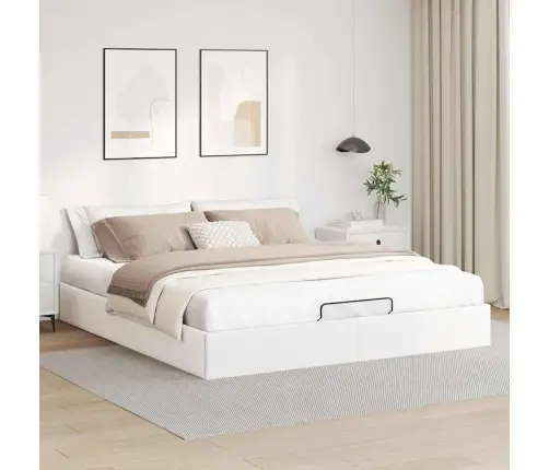 Ottomani Voodiraam Ilma Madratsita, Valge, 200X200cm Kunstnahk