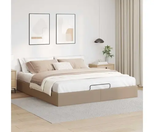 Osmaņu Gultas Rāmis Bez Matrača Kapučīno 200X200Cm Mākslīgā Āda Vidaxl