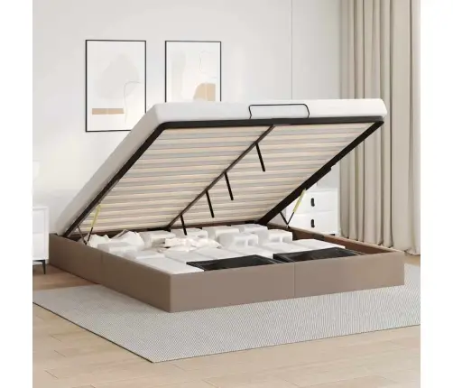 Osmaņu Gultas Rāmis Bez Matrača Kapučīno 200X200Cm Mākslīgā Āda Vidaxl