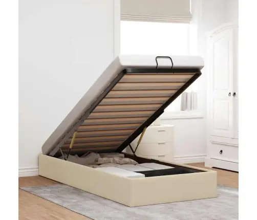 Osmaņu Gultas Rāmis Bez Matrača Krēma 80X200 Cm Audums Vidaxl