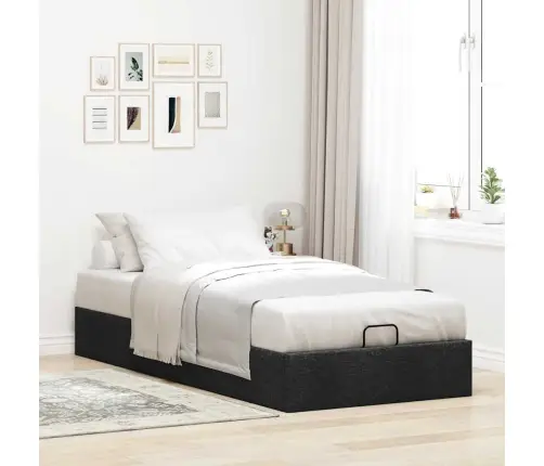 Osmanų Lovos Rėmas Be Čiužinio, Juodas, 90X190cm Audinys