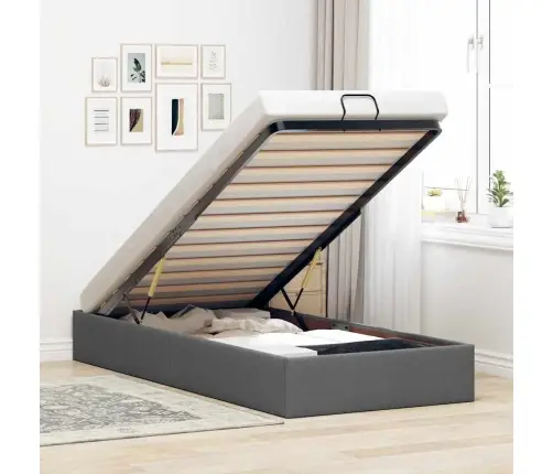 Osmaņu Gultas Rāmis Bez Matrača Tumši Pelēks 90X200 Cm Audums Vidaxl