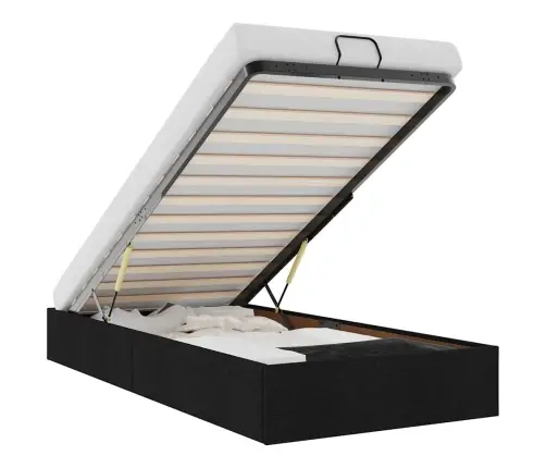 Ottomani Voodiraam Ilma Madratsita, Must, 90X200 cm Kangas