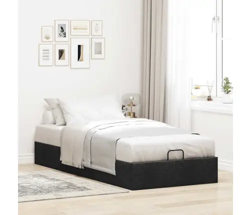 Ottomani Voodiraam Ilma Madratsita, Must, 90X200 cm Kangas