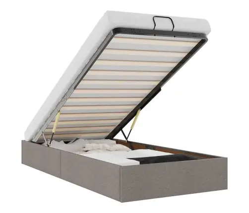 Osmanų Lovos Rėmas Be Čiužinio, Taupe, 90X200cm Audinys