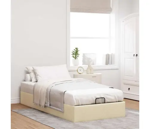 Osmanų Lovos Rėmas Be Čiužinio, Kreminis, 90X200cm Audinys