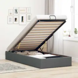 Osmaņu Gultas Rāmis Bez Matrača Tumši Pelēks 100X200 Cm Audums Vidaxl