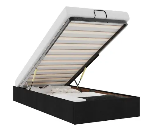 Osmaņu Gultas Rāmis Bez Matrača Melns 100X200 Cm Audums Vidaxl