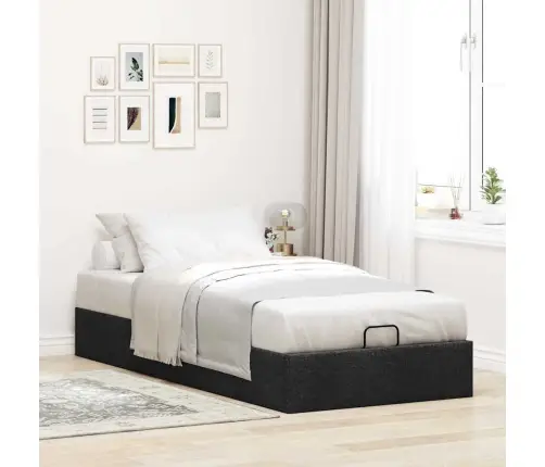 Osmaņu Gultas Rāmis Bez Matrača Melns 100X200 Cm Audums Vidaxl